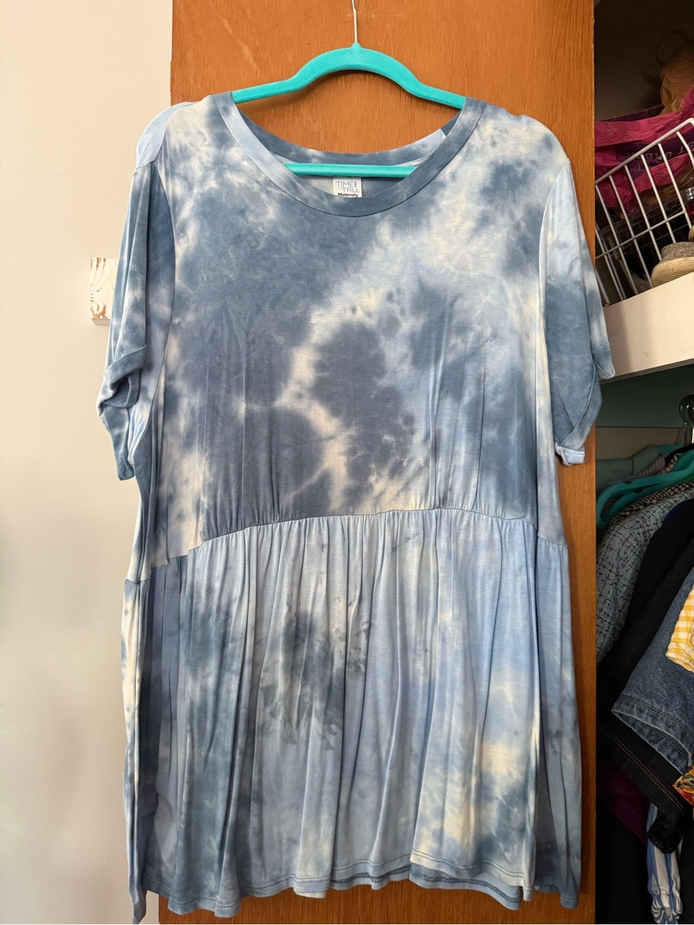 Time and Tru Blue Tie-Dye Maternity Top